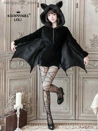 Theme Costume Vampire Bat Cosplay Comes Masquerade Woman Black Evil Horror Hooded Vampire Bat Sleeve Halloween Christmas New Year Show Cos Q231010