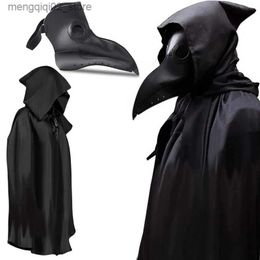 Theme Costume Halloween Mediaeval Plague Doctor Cosplay Come Death Doctor Schnabel Mask Cloak Cape Halloween Party Uniform Adult Men Women Q240307