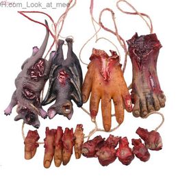 Other Event Party Supplies Horror Hanging Prop Fake Dead Bloody Mouse Bat Broken Hands Feet Terror Halloween Party Decor Haunted House Decor Prop Ornament Q231010