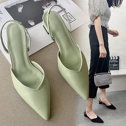 Dress Shoes Designed Women Pumps Fashion Thick Mid Heels Pointed Toe Office Lady Sandals Casual Comfortable Slip-on For Female