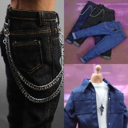 Military Figures 1/6 Scale Trendy Soldier Classic Casual Denim Trousers Pants Jeans Chain Necklace Accessory for 12'' Action Figure 231009