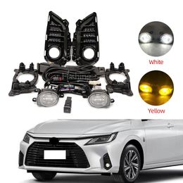 Car LED Front Bumper Fog light For Toyota Yaris Ativ 2022 2023 fog lamp cover Wire Harness Grille foglights frame