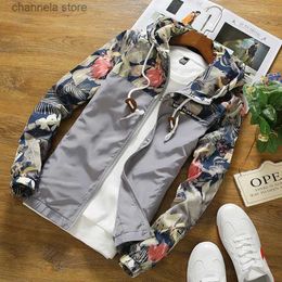 Men's Jackets Autumn And Winter Men's Camouflage Sports Jacket Color Contrast Patchwork Cardigan Hooded Sweatshirt T231010