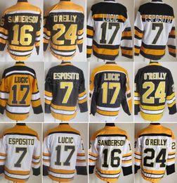 75 Anniversary Retro Hockey 24 Terry OReilly Jersey Vintage CCM 7 Phil Esposito 16 Derek Sanderson 17 Milan Lucic Classic Retire Mens Sewn On For Sport Fans Pullover