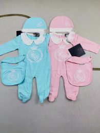 Toddler Infant Romper Baby Clothing Sets Boys Girls Full Sleeve Cotton Soft Jumpsuits Rompers Hat Bib 3pcs/set Suit008