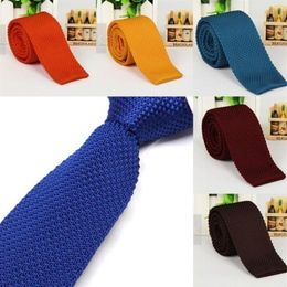 Stylish Men Solid Colour Slim Skinny Woven Knit Knitted Tie Narrow Necktie1298B