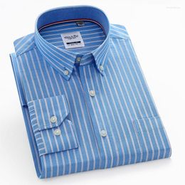 Men's Casual Shirts High-end Long Sleeve Pure Cotton Oxford Social High Quality Soft Button-down Collar Luxury Striped Shirt