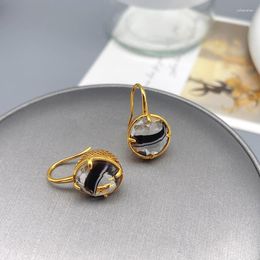 Stud Earrings Korean 2023 Fashion Exquisite Hollow Out Net Inlaid Crystal Hook Women Luxury Simplicity Plating 18k Gold Jewellery