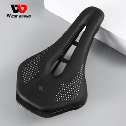 Bike Saddles WEST BIKING Bicycle Saddle Comfortable Bike Seat Wear-resistant PU Leather Hollow Road Bicycle Parts Cycling Saddle Bike Cushion 231009