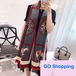 Wholesale Cashmere Scarf Women's Long Carriage Orange Warm Large Size Shawl Thickened Double-Sided Dual-Use Scarfs