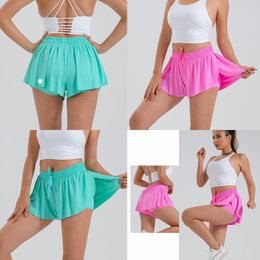 LU-1171 Women Yoga Shorts Fitness Tennis Shorts Culottes Pocket Sports Shorts