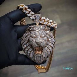 Chain Big Pendants Mens Jewellery Hip Hop Luxury Designer Necklace Bling Diamond Lion Animal Rapper DJ Accessories297C