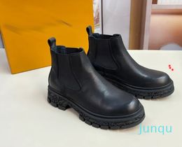 Ankle Boot Real Leather shoe Fashion shoe shiny Detachable Nylon Pouch Combat Outdoor Thick Bottom -N0150