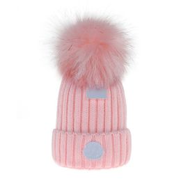 Autumn and winter MONCLiR Men women knit hat classic designer Beanie Cap men's rabbit fur thermal beanie hat 18 colors are available C-6