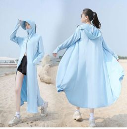 Women's Jackets UPF50 UV Long Coat Sunscreen Jacket Sun Protection Clothing Women Ice Mesh With Lens And Hat For Traving Beach