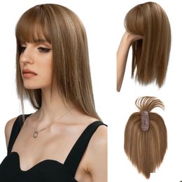 Bangs Air Bangs Synthetic Clip In Hair Topper With 10 Inch Straight Overhead Natural Invisible Replacement Er White Hair Products Hair Dhcsn