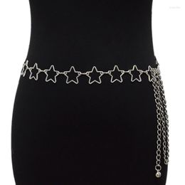 Belts Unique Star Hollow Silver Belt Women Fashion Metal Chain Female Jeans Dress Waistband 2023