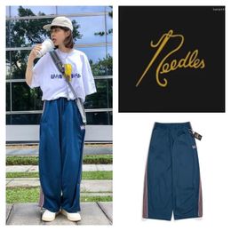 Men's Pants Needles Sweatpants High Quality Mens Womens Embroidered Butterfly Stripe Trousers Loose Casual AWGE Drawstring