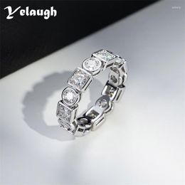 Cluster Rings Yelaugh 3.5mm D Colour Moissanite Engagement Band Women 925 Sterling Silver 18K Gold Plated Wedding Diamond Eternity Ring