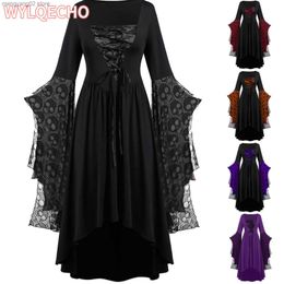 Theme Costume Vintage Halloween Cosplay Come Witch Vampire Gothic Dress Ghost Dresses Up Party Printed Medieval Ghost Bride Female Clothes T231011