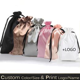 Other Event Party Supplies Silk Gift Bag Satin Drawstring Pouch Luxury Hair Jewellery Cosmetic Makeup Cute Cellphone Shoe Storage Packaging Bags for Business 231011