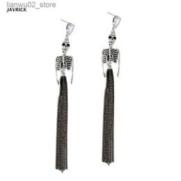 Other Fashion Accessories Punk Skeleton Long Tassel Ear Drop Earrings Skull Dangle Earrings Halloween Costume Accessories Hip Hop Rock Jewellery Q231011