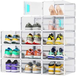Storage Boxes Bins JONYJ 12 Pack Shoe Organizer Clear Plastic Stackable Multifunctional 231011
