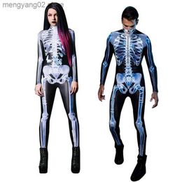 Theme Costume 3D Skeleton Comes Halloween Skeleton Outfit Cosplay Come For Men Women Halloween Party Supplies Polyester Bodysuit T231011