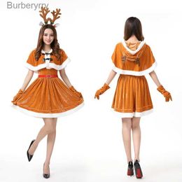 Theme Costume 2022 Christmas Come Women Reindeer Brown Fashion Dress Uniform Women Deer Elk Hooded Shl Cute Outfits Cosplay ComesL231010