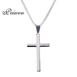 Pendant Necklaces Jesus Cross Necklace For Men Women Stainless Steel Box Chains Christian Crucifix Silver Colour Lucky Prayer Jewel299g