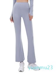 Summer Ladies High Waist Slim Fit Belly Bell-bottom Trousers Shows Legs Long Fitness Net Red Fashion