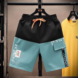 Men's Shorts Summer Fashion Casual 2023 Streetwear Patchwork Short-Length Pants Youth Sports Trousers Hip Hop Elastic Waist J318q