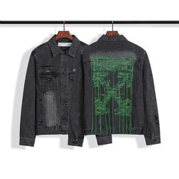 High Quality Off Craft Embroidered Sling Arrow Used Denim Jacket Versatile Coat