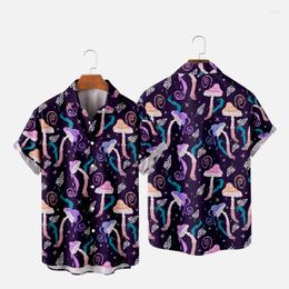 Men's Casual Shirts Hombre Printed Mushrooms T-shirt 7 For Clothes Hawaiian Pattern Beach Women Shirt Fashion Oversized