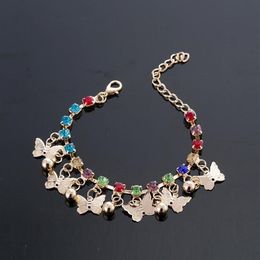 Kleeder Cute Children Beautiful Butterfly Charm Bracelet For Girls Kids Hand Chain Colourful Friend Women's Beach Bracele299Y