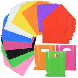 Gift Wrap 10/20pcs Multicolor Plastic Bags With Handle For Business Retail Birthday Party Favours DIY Packaging Candy Goodie