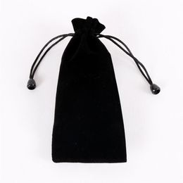 Newly Purple And Black Long Velvet Bags 7 5x18cm Drawstring Gift Pouches Favour Comb Lipstick Storage High Quality Bags 25pcs lot278Z