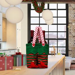 Decorazioni natalizie Borsa regalo Bottiglia di vino rosso 2024 Pantaloni di Babbo Natale Ornamento da tavolo per caramelle