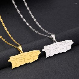 Pendant Necklaces Fashion Puerto Rico Map With Cities Stainless Steel Gold Colour Party Birthday Wedding Jewellery For Women Gifts