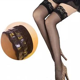 Whole-Women's Sexy Lace Top Silicon Strap Anti-skid Thigh Nightclub High Stockings Fast 283e