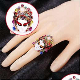 Other Arts And Crafts Chinese Style Peking Opera Facial Makeup Rings Female Ethnic Styles Index Finger Ring For Women Operas Mask Jewe Dh1Zw