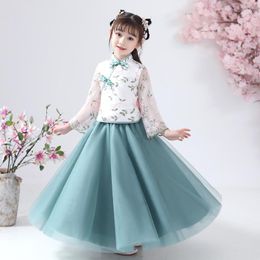 Ethnic Clothing Floral Girl Dress Elegant Girls Princess Cheongsam Wedding Gown Dresses Kids Birthday Party Vestido Wear Year Robe