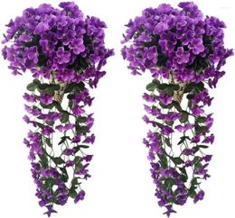 Decorative Flowers Hanging Artificial Violet Ivy 2 Packs Plant For Outside Outdoor Garden Porch Wedding Decor