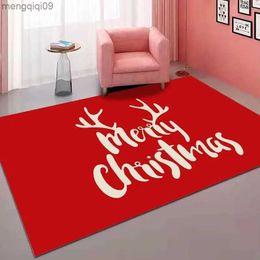 Christmas Decorations Christmas Carpet Fully Covered Household Crystal Velvet Red Festive Living Room Slip Carpet Bedroom Bedside Stain Resistant