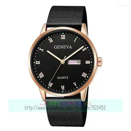 Wristwatches 50pcs/lot Geneva 674 High Quality Men Women Mesh Watch Calendar Brand Quartz Casual Date Wrist Wholesale