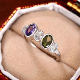 Wedding Rings Item Vintage For Women Inlaid Olive/Purple/White CZ Simple Stylish Lady's Finger Ring Party Anniversary Jewellery