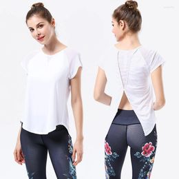 Active Shirts Lu Logo Spring/Summer Yoga Wear Women's Short-Sleeved Slimming Gym Sports Quick-Drying Top Workout Clothes Running