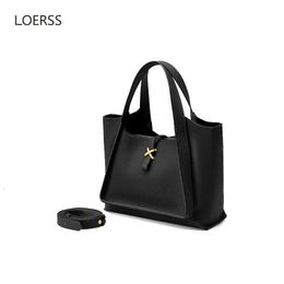 Shopping Bags LOERS's Tote bag Large capacity Fashion Handbag Genuine Leather Premium Light Luxury Crossbody Bag Commute Purse 231010