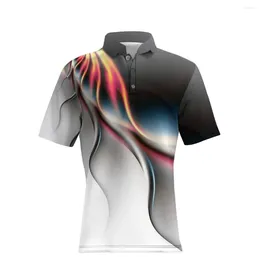 Men's Tracksuits 2023 Summer Digital Printing 3D Color Effect Young Casual Button POLO Shirt