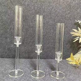 Candle Holders 3 Pcs Acrylic Candle Holders Acrylic Candlestick Centrepieces Road Lead Candelabra Centrepieces Wedding porps Christmas deco 231010